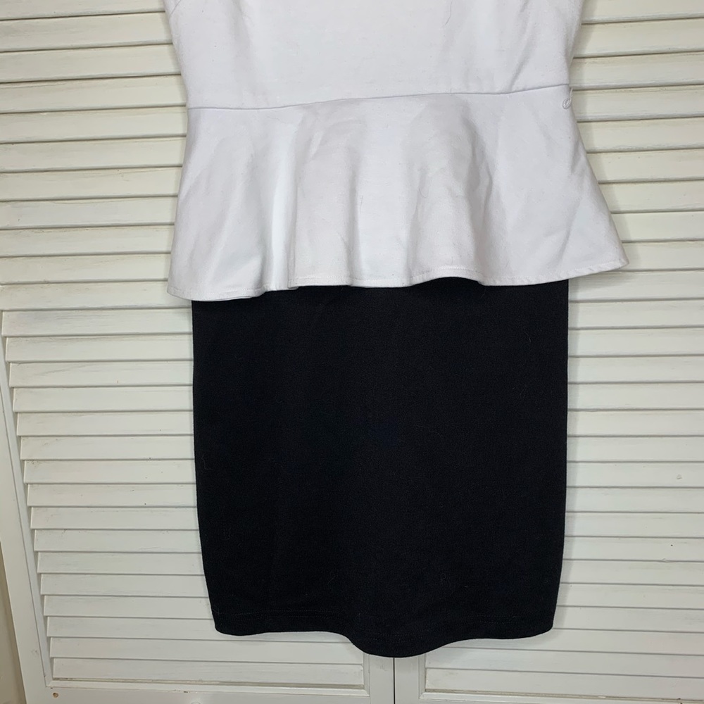 F21 black and white peplum dress M - Picture 4 of 7